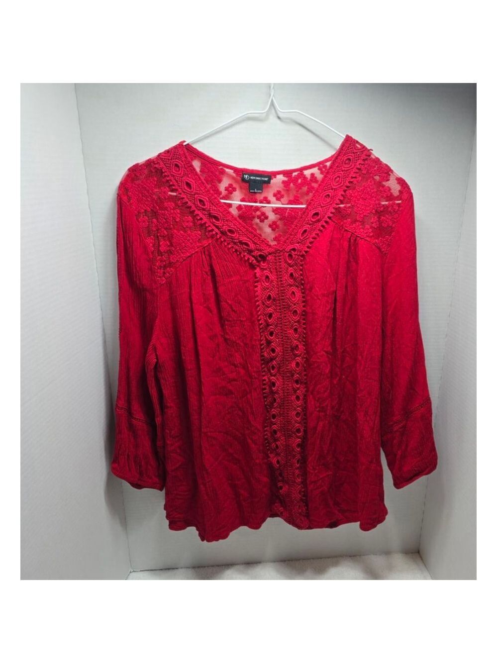 Women's NEW DIRECTIONS Red Lace Blouse L